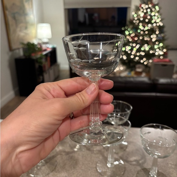 Vintage Libbey Rock Sharp Etched  Clear Sherbet Glasses Champagne Coupes Set 6 - Picture 5 of 8